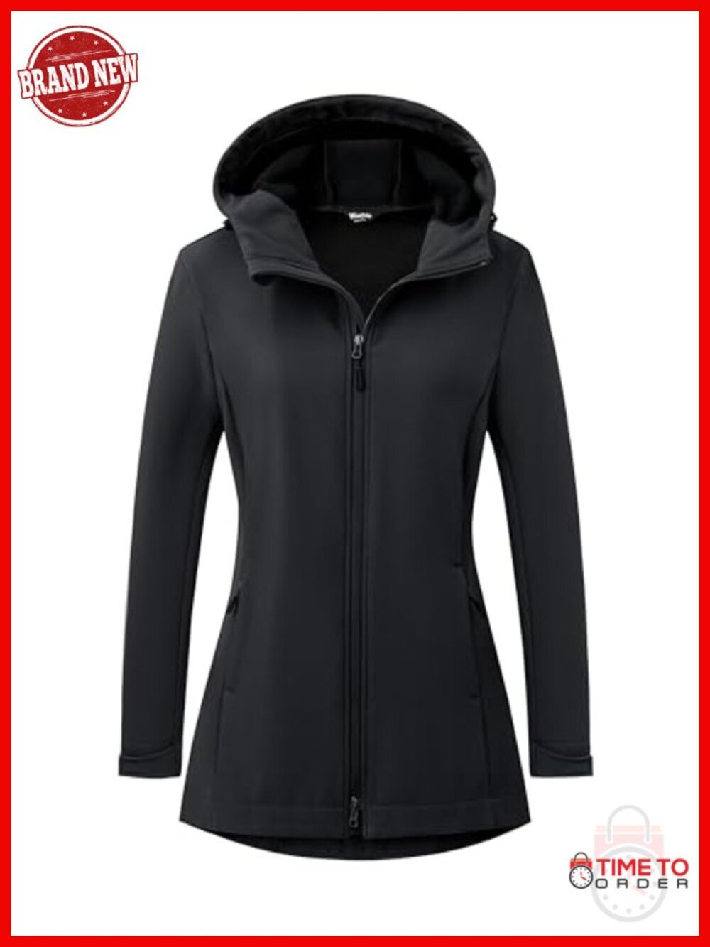 Softshell Jacket Fleece Lined Hooded Rain Coat Waterproof Windproof Lightweight